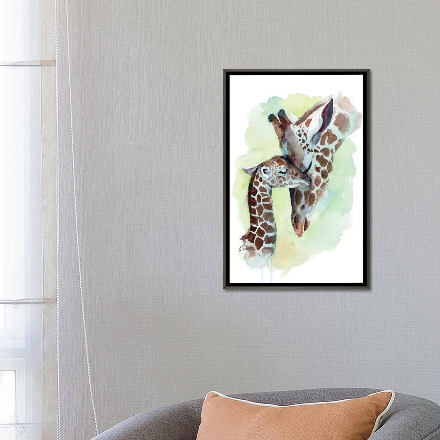 iCanvas "Mother and Baby Giraffes" by Watercolor Luv Framed Bed Bath